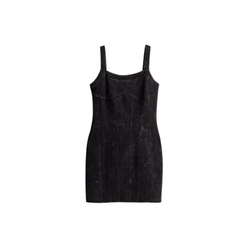 H&M Slip Dresses Women's Black/Distressed