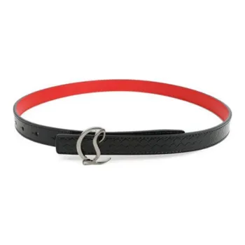 CL LUBOTING Badge Design Leather Leather Belts Men's Black Width 3.5CM