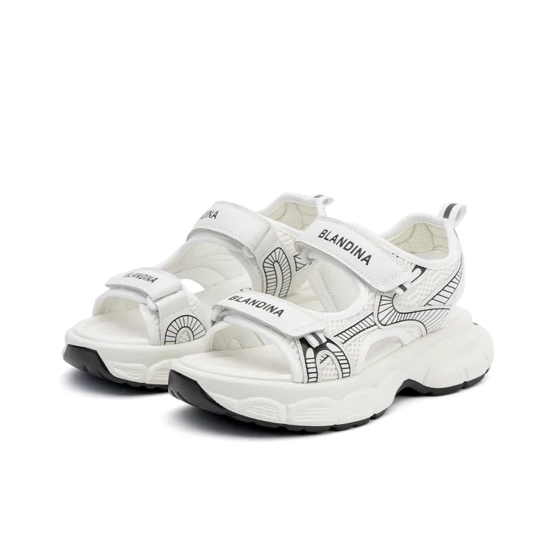 GEMEIQ Beach Sandals Women's Black/White/Silver-8