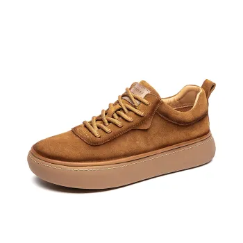MODENGPAN Men's Casual Shoes Men Low Top Brown/Coffee