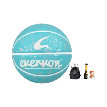 EVERVON Rubber Basketball Blue White Size 5 Training Kids'