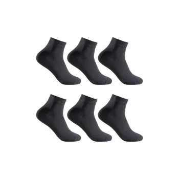 INVISIBLE Mid-Calf Socks Unisex 6 Pack Black