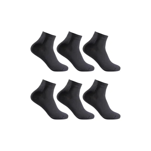 INVISIBLE Mid-Calf Socks Unisex 6 Pack Black