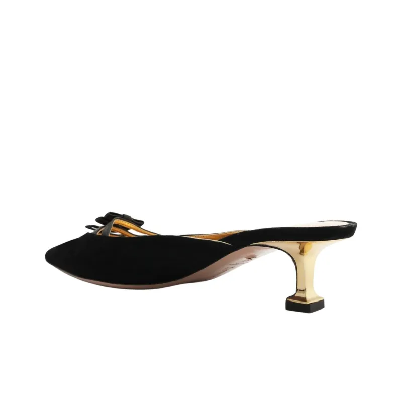 Schutz Closed Toe Slippers 5cm Women's Black-3