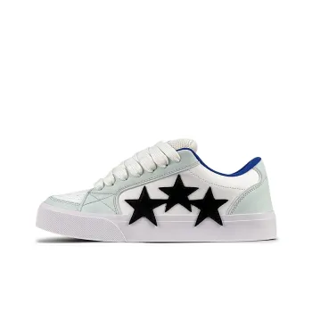 LuzaoT SUPER DRAG Stars Shoes Anti Slip Wear Resistant Low Top Skateboard Shoes Women's Light Green Black