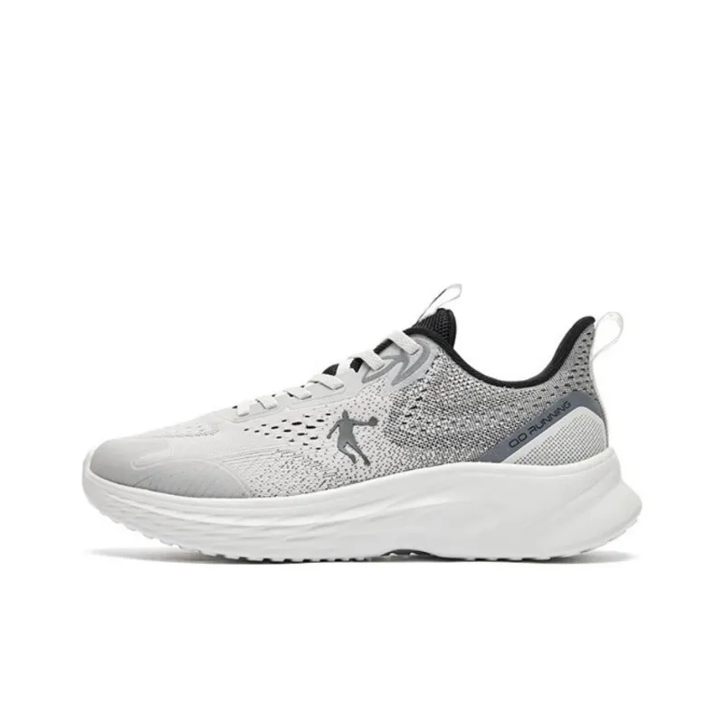 QIAODAN Wear resistant Non slip And Breathable Low Top Casual Running Shoes Men's Light Gray Black-0