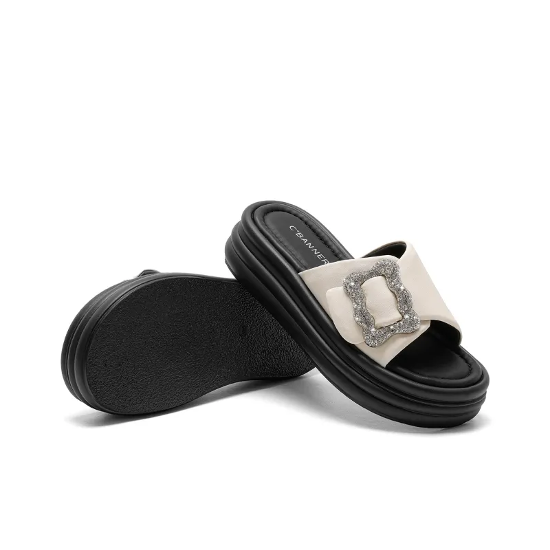C°BANNER PU Polyurethane Slide Slippers Women's Beige-2
