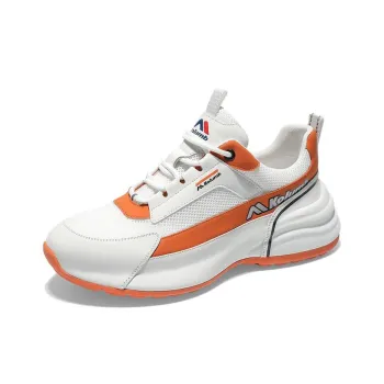KOLUMB Slip Resistant And Breathable Low Top Casual Shoes Men's White Orange