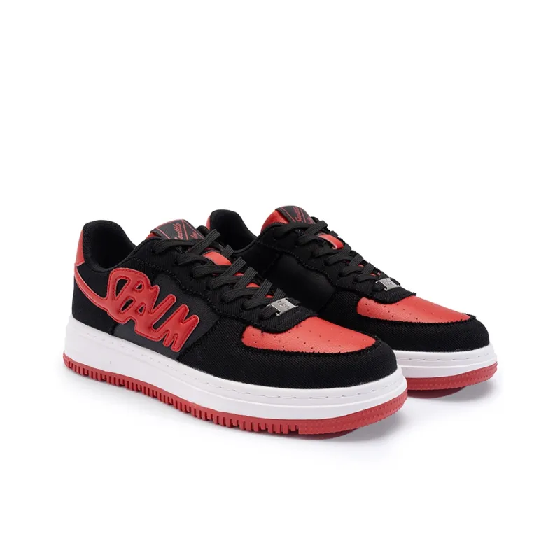 Seattle Palm Anti Slip Wear Resistant Low Top Skateboard Shoes Men's Black Red-2