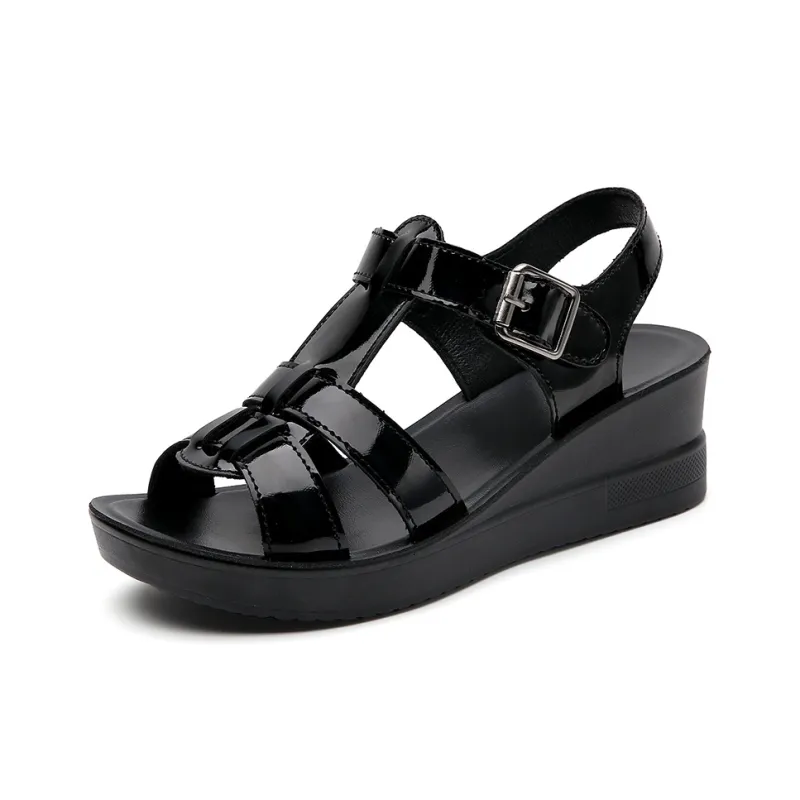 Reivanti Strap Sandals Women's Black Mirror-0