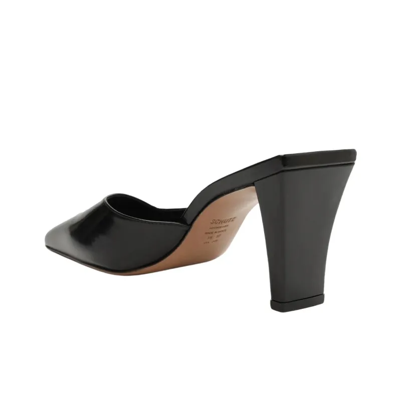 Schutz Closed Toe Slippers 8cm Women's Black-3