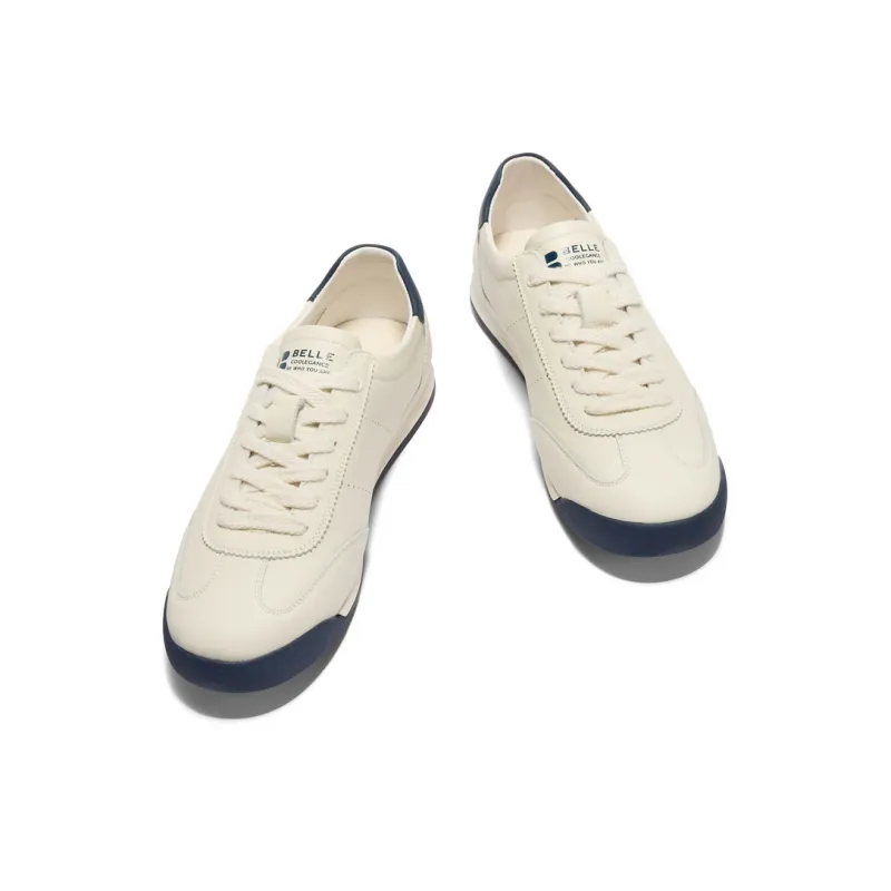 BELLE Anti-Slip And Wear-Resistant Lightweight Low-Top Casual Shoes Men's White Blue-2