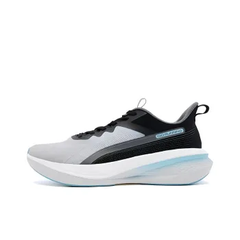 QIAODAN Wear Resistant Cushioning Breathable Low Top Casual Running Shoes Men's Mist Gray Rainwave Blue