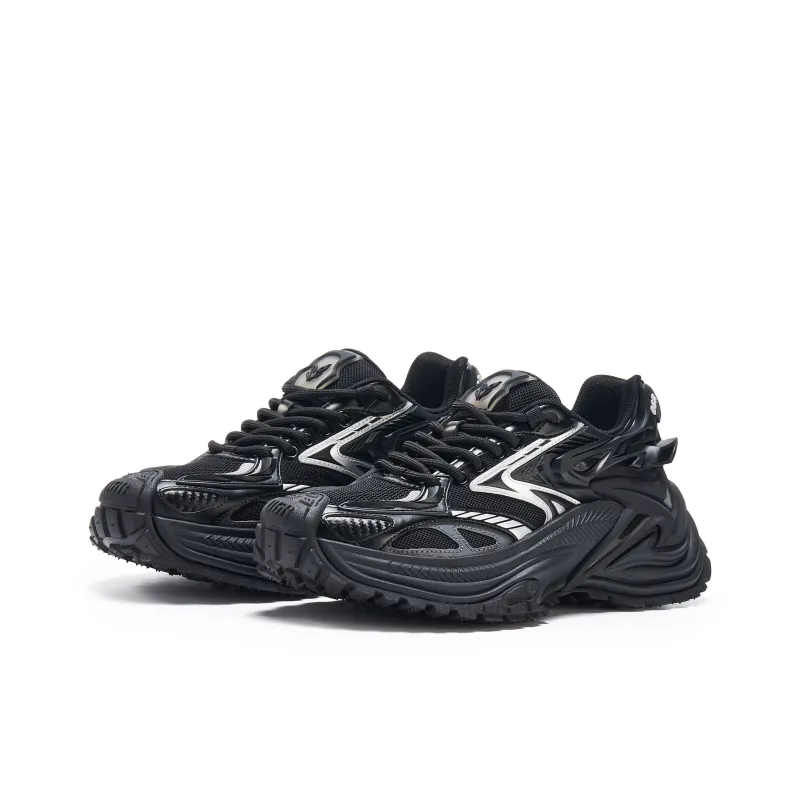 OGR Wear Resistant Breathable Height Increasing Low Top Running Shoes Unisex Black Silver-2
