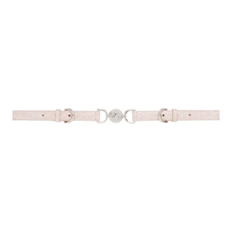VERSACE Logo Identification Calfskin Leather Belts Women's Pink Width: 2CM-0