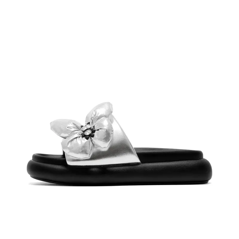 C°BANNER PU Polyurethane Slip Resistant Slide Slippers Women's Silver-0