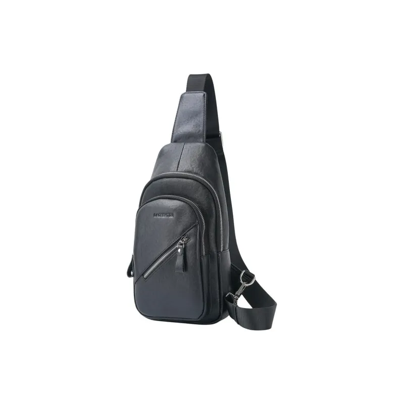 Old Man's Head Cow Leather Shoulder Bag Crossbody Bag Sling Bags Regular Men's Black-1