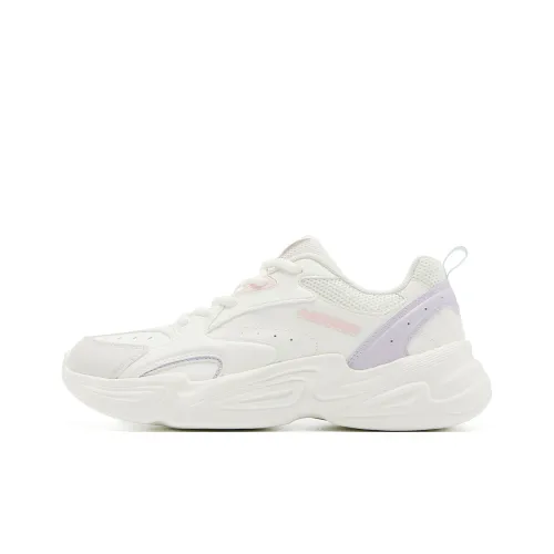 QIAODAN Running Shoes Women's Low-Top Ivory Soft Gray Purple