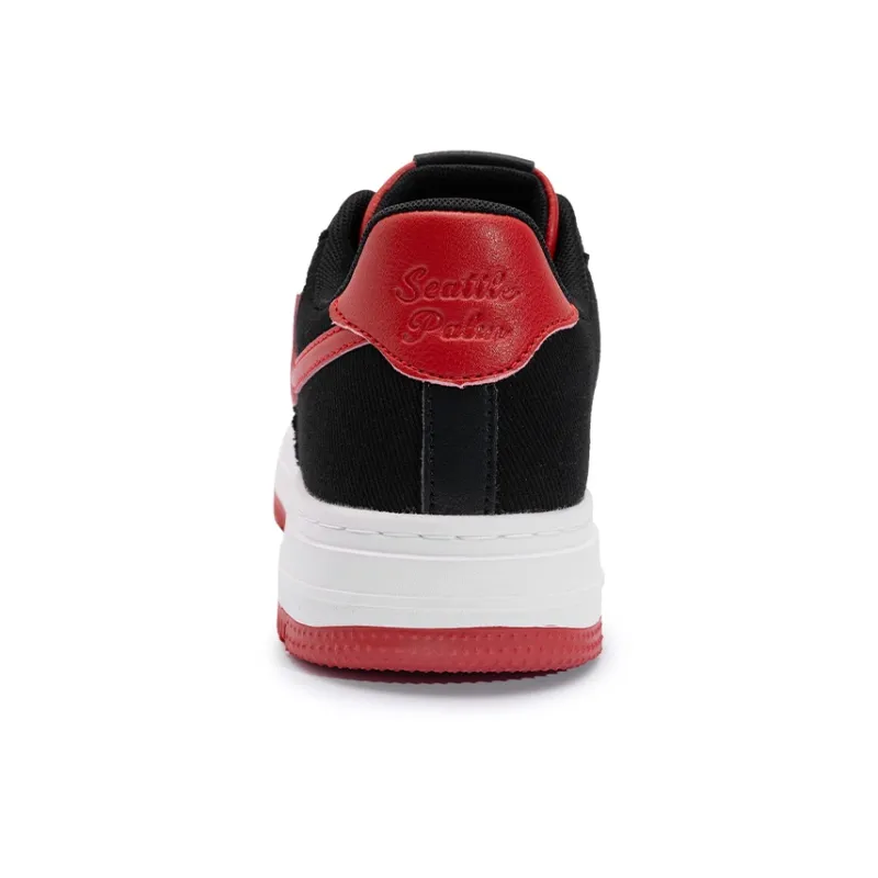 Seattle Palm Anti Slip Wear Resistant Low Top Skateboard Shoes Men's Black Red-6