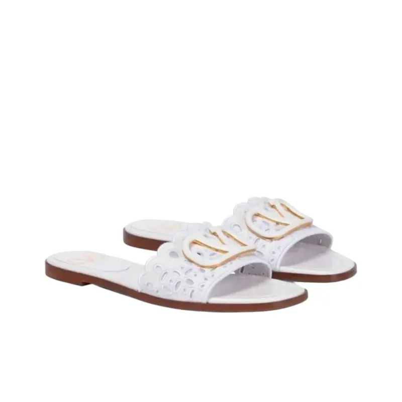 Valentino Rubber Sole Slip-Resistant Slide Slippers Women's White-2