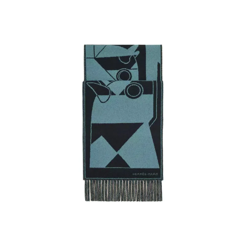 HERMES Equestrian Helmet Armor Jacquard Knit Scarves Men-0