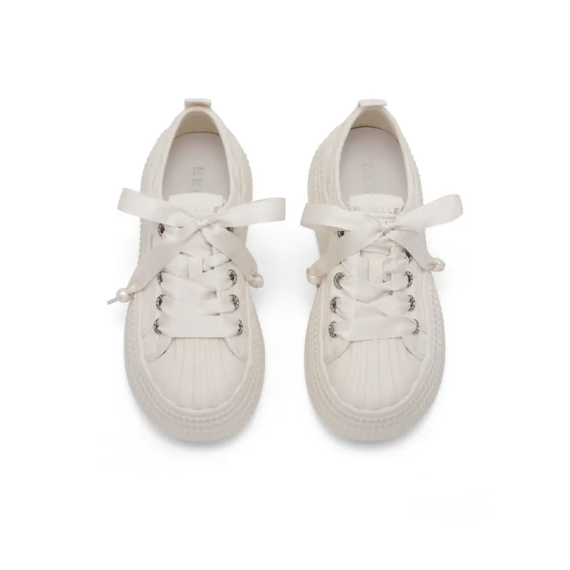 BELLE Low Top Skateboard Shoes Women's Pink, Beige-2