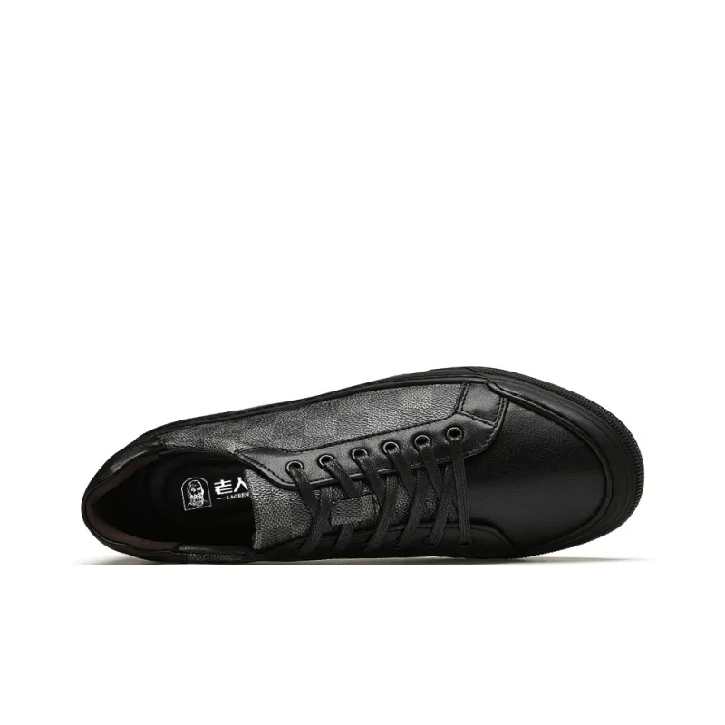 LAORENTOU Men's Casual Shoes Men Low Top Black Gray/Black Brown-3