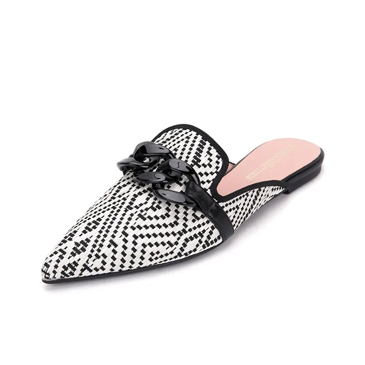 PrettyBallerinas Wrap-toe Slippers Women's Black White-1