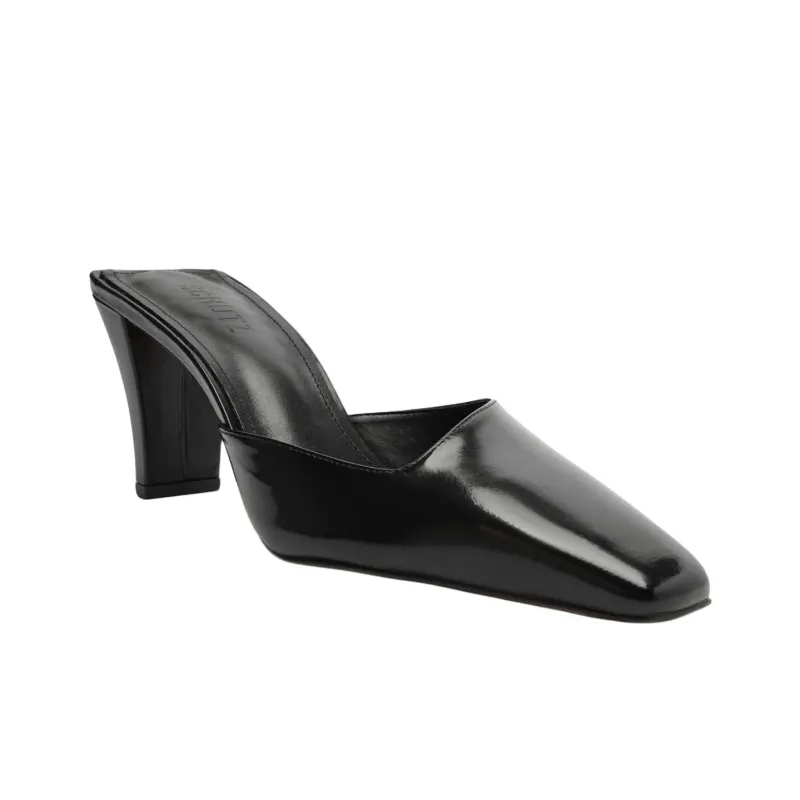 Schutz Closed Toe Slippers 8cm Women's Black-2