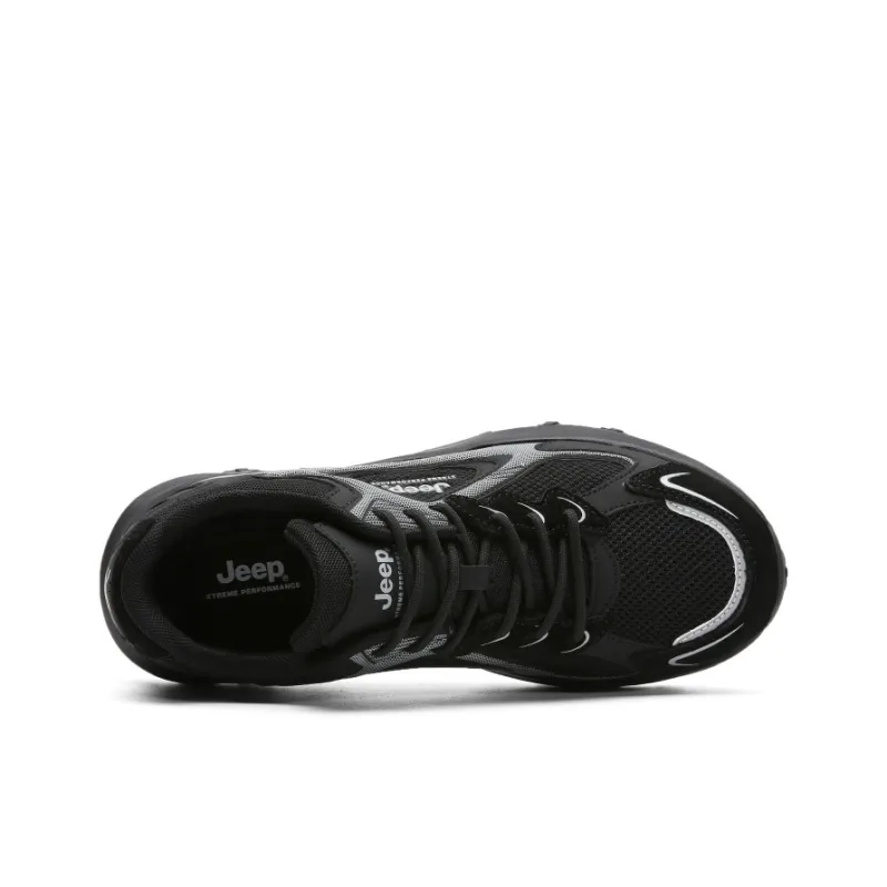 Jeep Cushioning Anti Slip Wear Resistant Breathability Low Top Running Shoes Unisex Black-1