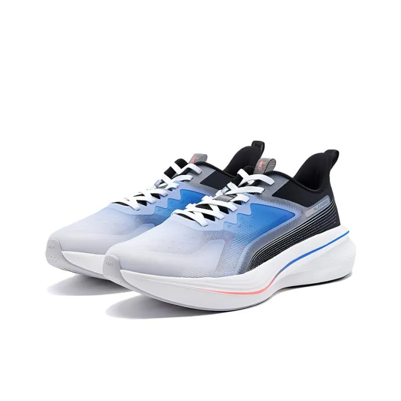 QIAODAN Wear Resistant Slip Resistant Low Top Casual Running Shoes Men's White Blue Black-1