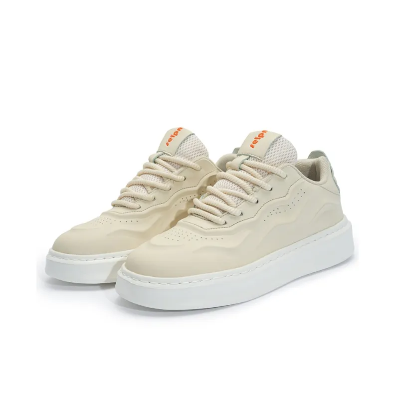 ABCIU Slip Resistant Cushioning Wear Resistant Low Top Skateboard Shoes Unisex Beige-3