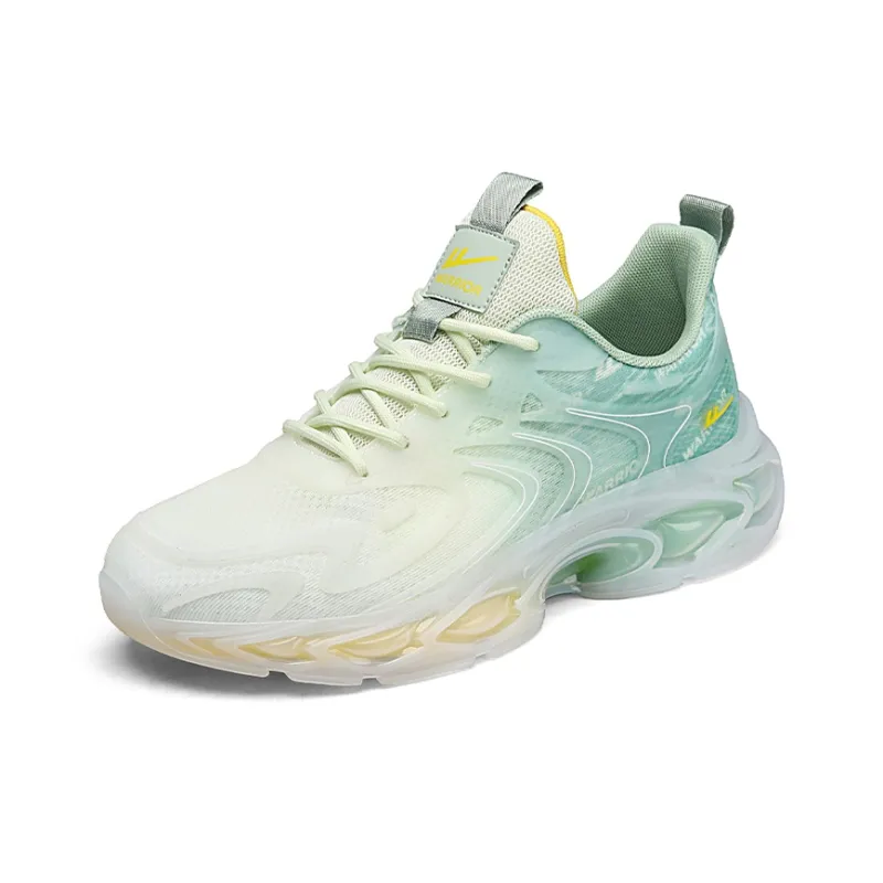 Warrior Low Top Running Shoes Men's White Green Yellow-2