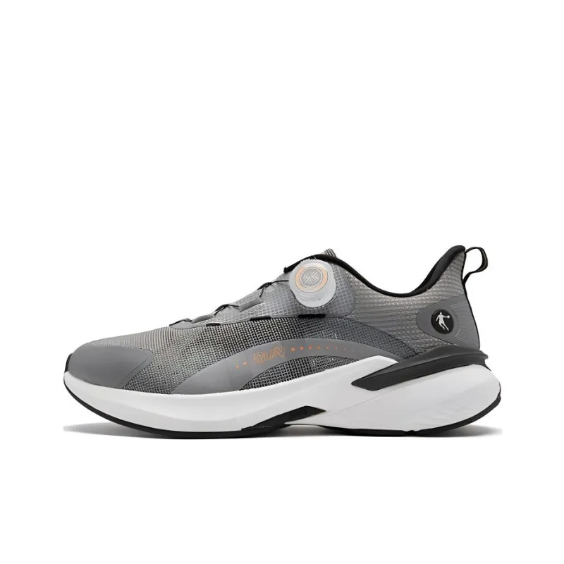 QIAODAN Wear Resistant Breathable Slip Resistant Low Top Sprint Running Shoes Men's Antique Porcelain White Silent Gray-0