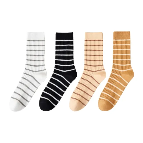 MIIOW Mid Calf Socks Women's 4 Pack