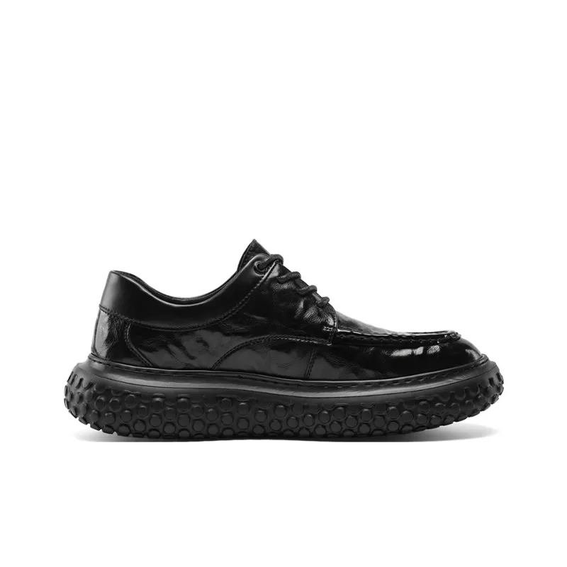 G.N.SHIJIA Men's Casual Shoes Men Low Top Black/Dark Brown-2