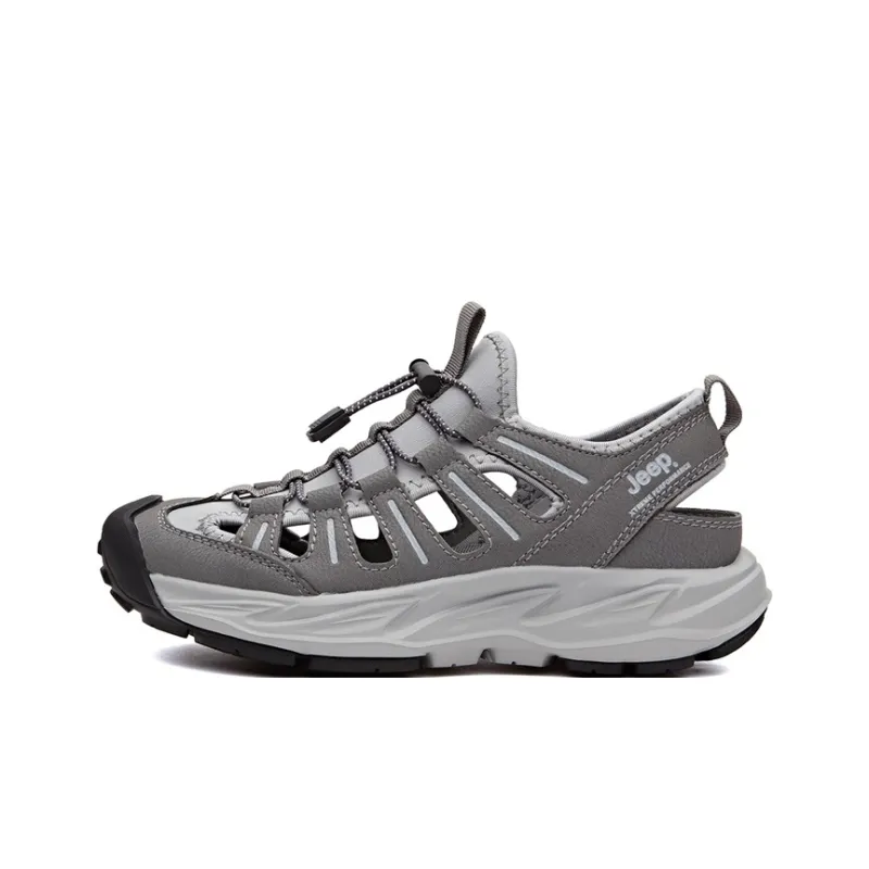 Jeep Breathable Anti Slip And Wear Resistant River Trekking Shoes Men's Light Gray-0