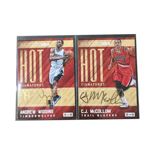 PANINI Timberwolves, Wiggins, McCollum, Gold Pen Signature, Rare Card Sports Cards 2 Pcs
