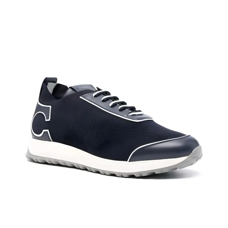 Canali Logo-patch Knitted Sneakers-3