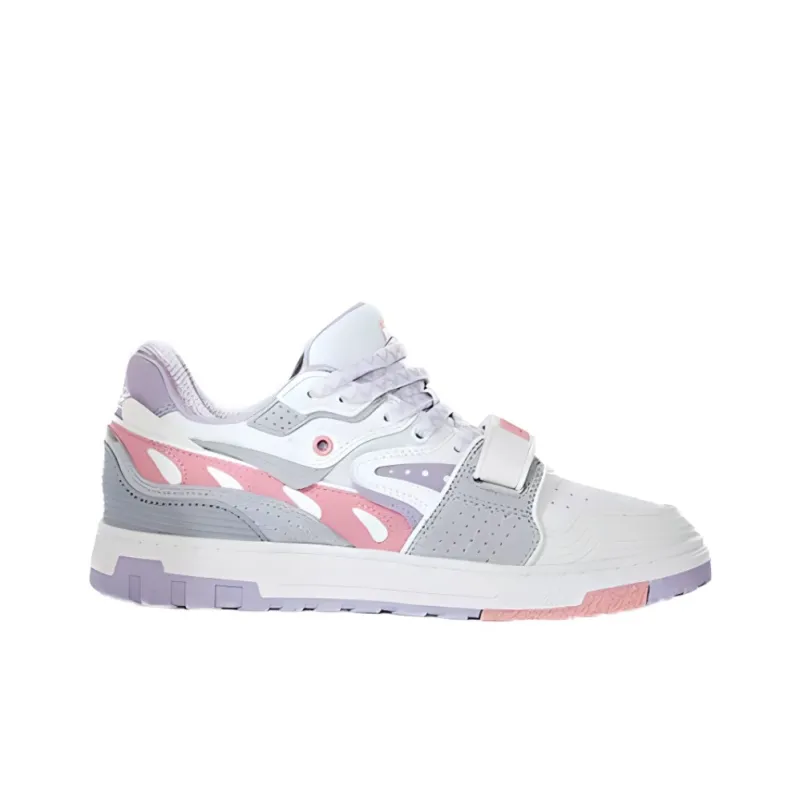 Kappa Slip Resistant, Abrasion Resistant, Lightweight Low Top Skateboard Shoes Women's White Pink-1