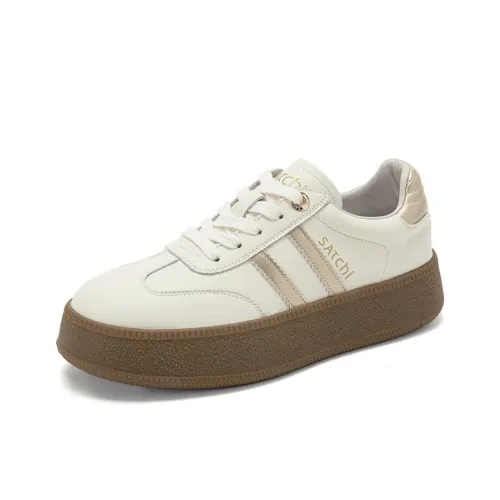 Satchi Skateboard Shoes Women's Low-Top Beige Gold