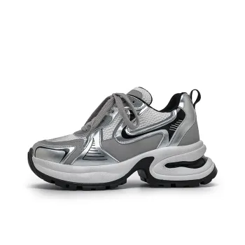 Angelmi Cushioning Anti-Slip And Wear-Resistant Low-Top Chunky Sneakers Unisex Silver