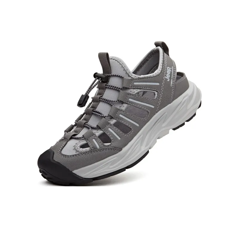 Jeep Breathable Anti Slip And Wear Resistant River Trekking Shoes Men's Light Gray-2