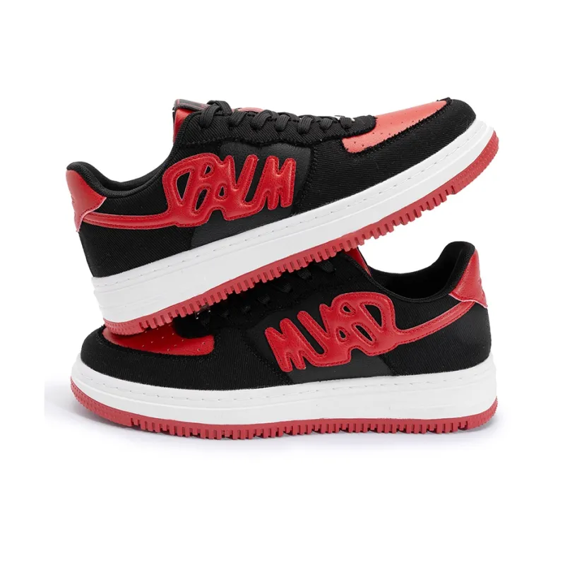 Seattle Palm Anti Slip Wear Resistant Low Top Skateboard Shoes Men's Black Red-5