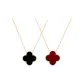 18K Gold Double-Sided Clover Necklace (Black and Red Large Size 15mm)