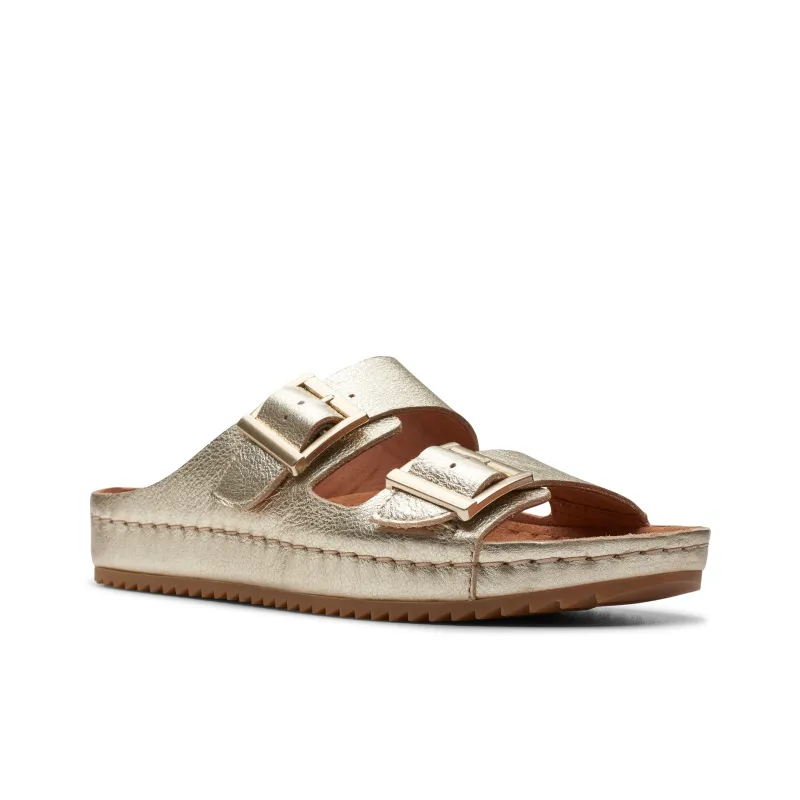 Clarks Slip Resistant Slide Slippers Women's Gold-1