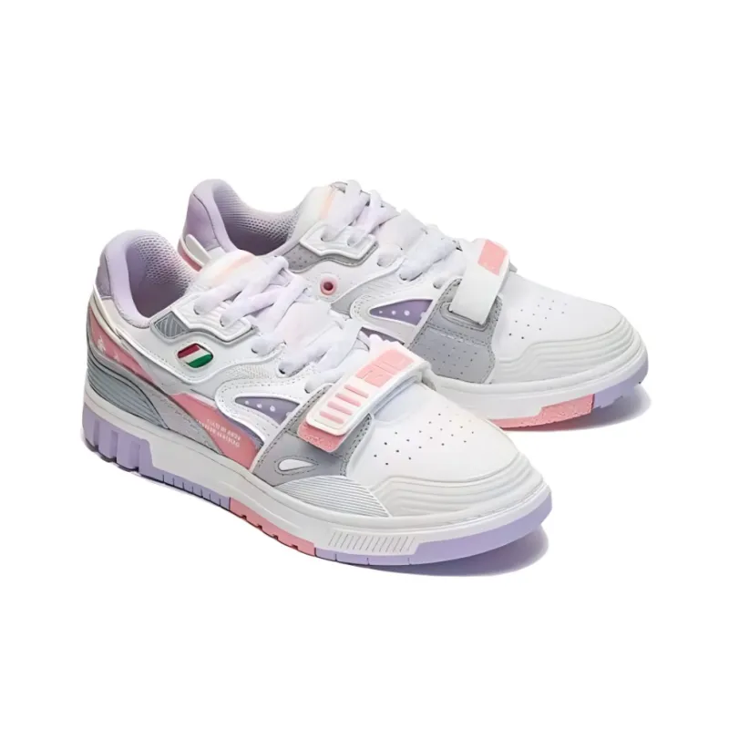 Kappa Slip Resistant, Abrasion Resistant, Lightweight Low Top Skateboard Shoes Women's White Pink-3