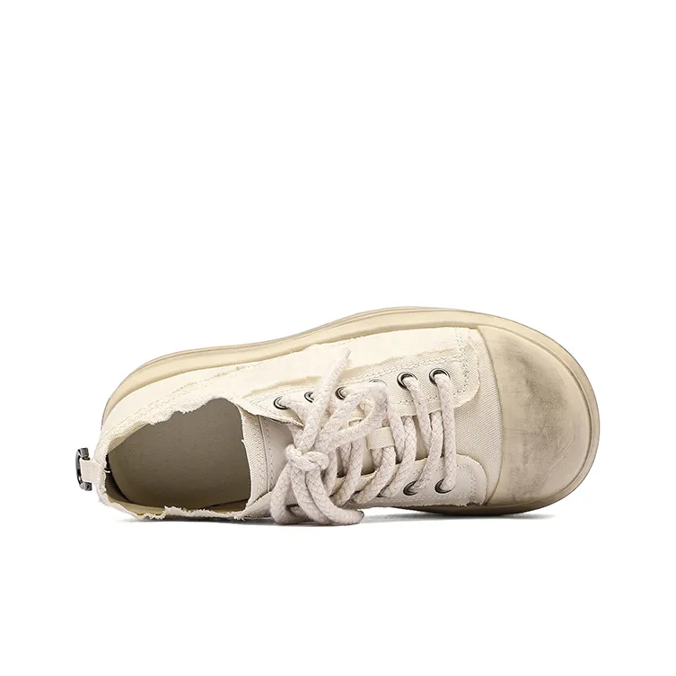 Angelmi Wear Resistant Low Top Skateboard Shoes Men's White-4
