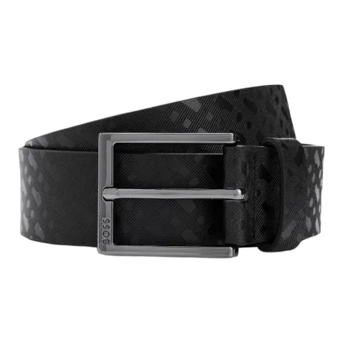 BOSS Monogram-emBOSSed Leather Belt