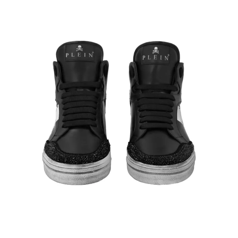 PHILIPP PLEIN Strass Retrokickz Tm High-Top Skateboard Shoes Men's Black-3